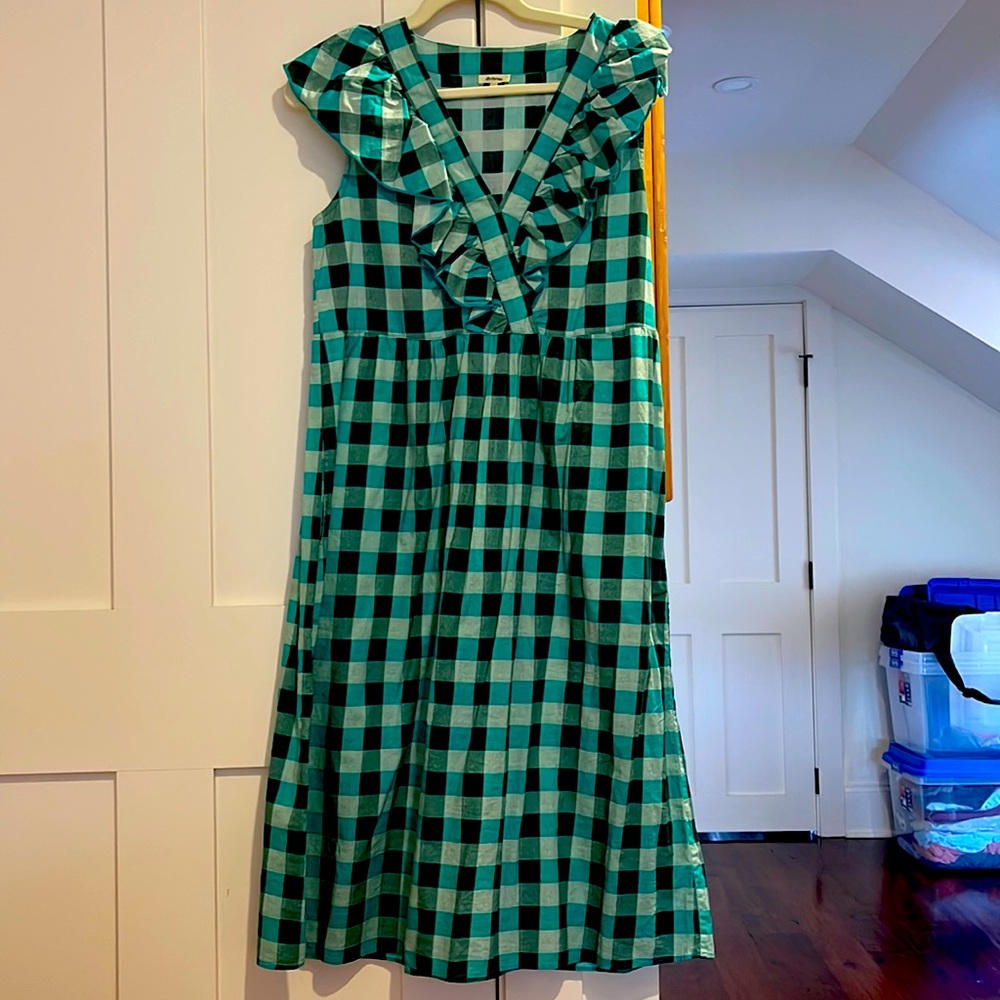 BELLEROSE IRMANDA DRESS GREEN CHECK